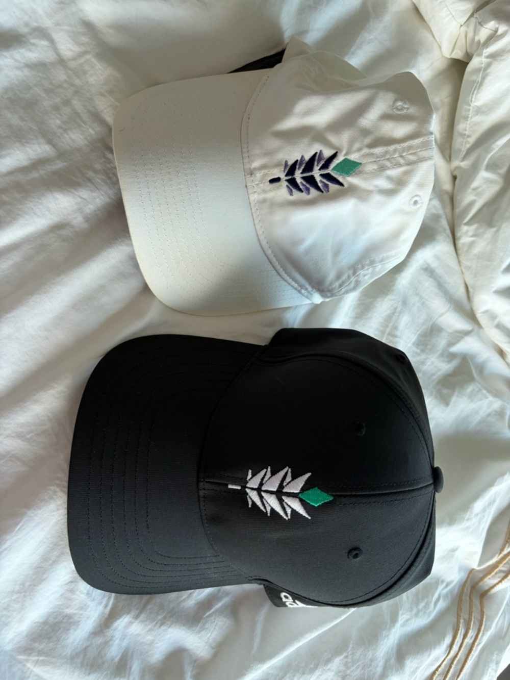 adidas Men's Black and White Caps with Green & Purple Leaf Embroidery